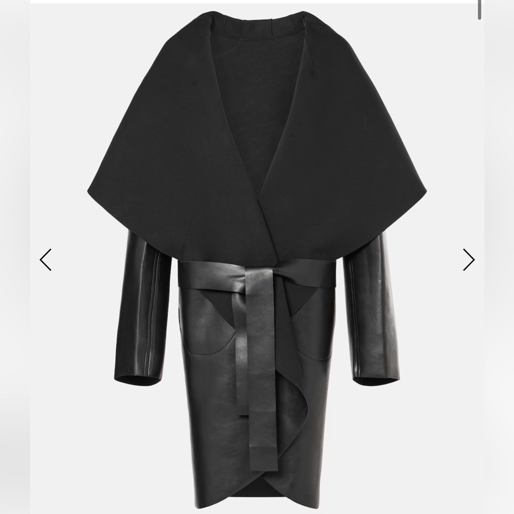 Norma Kamali Black Mixed-Media Wrap Coat
